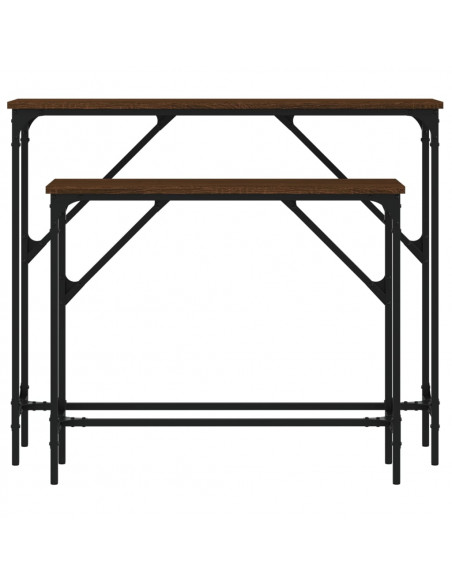 Tavolini Consolle 2 pz Rovere Marrone in Legno Multistrato