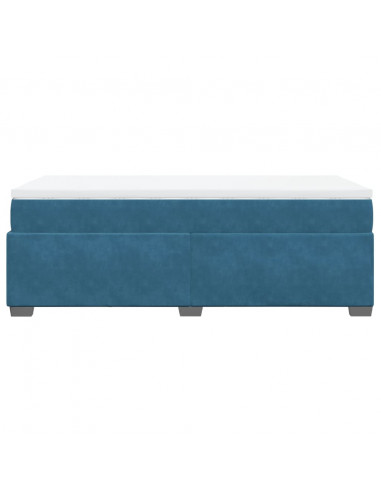 Giroletto a Molle con Materasso Blu Scuro 100x200 cm in Velluto