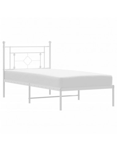 Giroletto con Testiera Metallo Bianco 100x200 cm