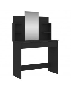 Toeletta con Specchio Nero 96x39x142 cm 2