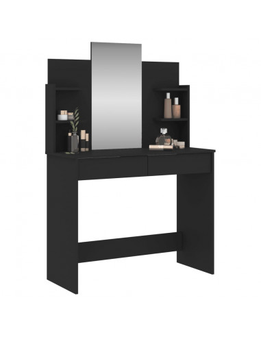 Toeletta con Specchio Nero 96x39x142 cm