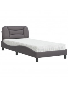 Letto con Materasso Grgio 90x200 cm in Similpelle 2