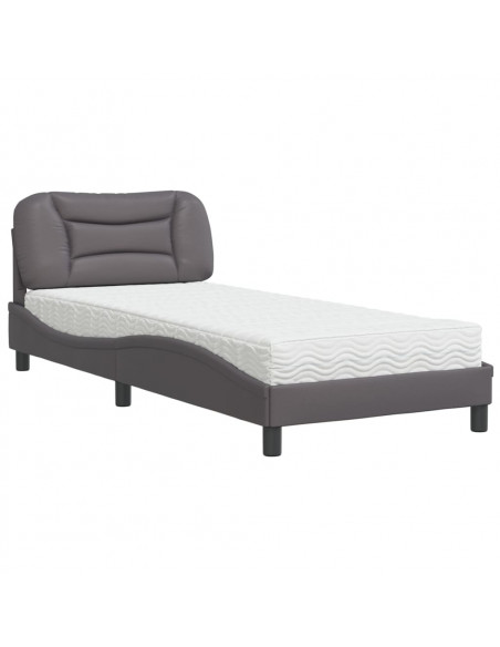 Letto con Materasso Grgio 90x200 cm in Similpelle