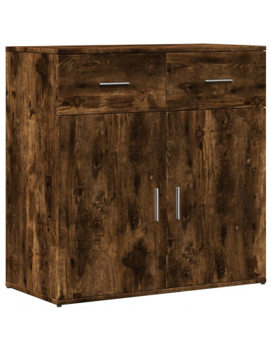 Credenze 2 pz Rovere Fumo 79x38x80 cm in Legno Multistrato