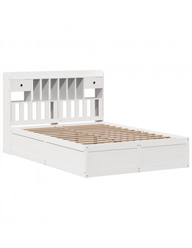 Letto senza Materasso Bianco 140x190 cm Legno Massello di Pino