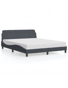 Giroletto con Testiera Grigio Scuro 160x200 cm in Velluto 2