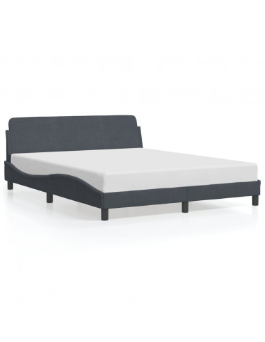 Giroletto con Testiera Grigio Scuro 160x200 cm in Velluto