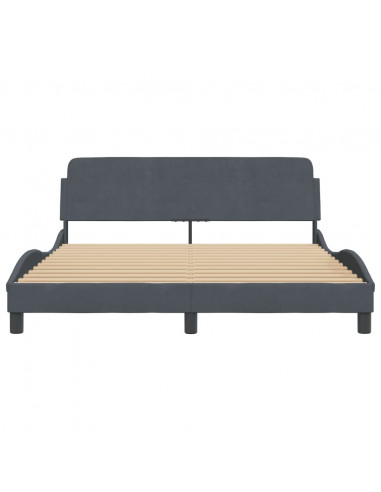 Giroletto con Testiera Grigio Scuro 160x200 cm in Velluto