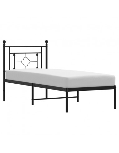 Giroletto con Testiera in Metallo Nero 75x190 cm