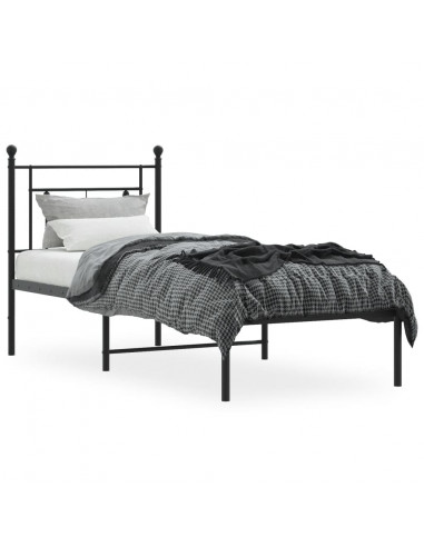 Giroletto con Testiera in Metallo Nero 75x190 cm