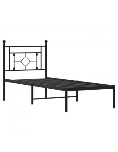 Giroletto con Testiera in Metallo Nero 75x190 cm