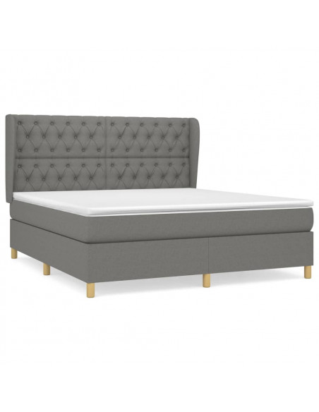 Giroletto a Molle con Materasso Grigio Scuro 160x200 cm Tessuto
