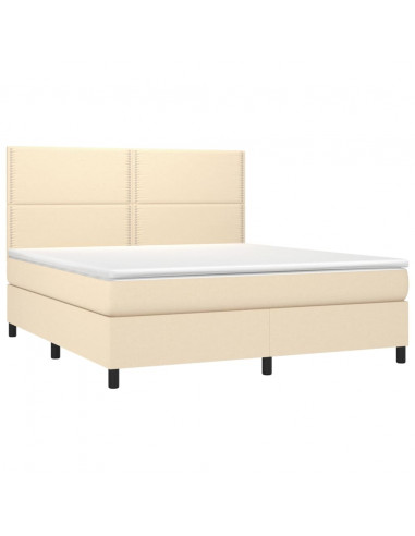Letto a Molle con Materasso e LED Crema 180x200 cm in Tessuto