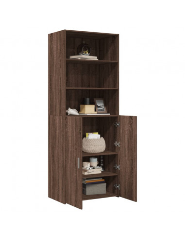 Credenza Rovere Marrone 70x42,5x185 cm in Legno Multistrato