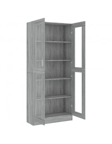 Mobile Vetrina Grigio Sonoma 82,5x30,5x185,5 Legno Multistrato