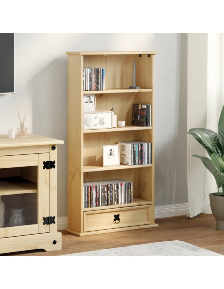 Mobile Porta CD Corona 52x17,5x103 cm in Legno Massello di Pino