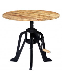 Tavolino 60x(46-63) cm in Legno Massello di Mango e Ghisa 2