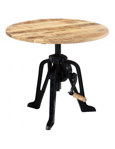 Tavolino 60x(46-63) cm in Legno Massello di Mango e Ghisa