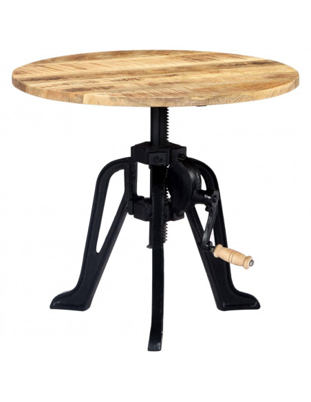 Tavolino 60x(46-63) cm in Legno Massello di Mango e Ghisa