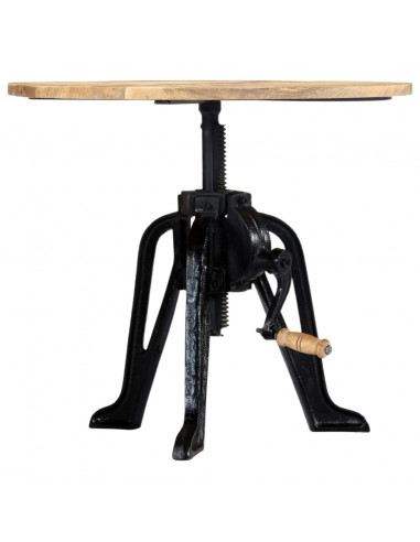 Tavolino 60x(46-63) cm in Legno Massello di Mango e Ghisa