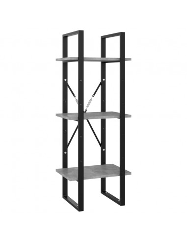Libreria 3 Ripiani Grigio Cemento 40x30x105cm Legno Multistrato