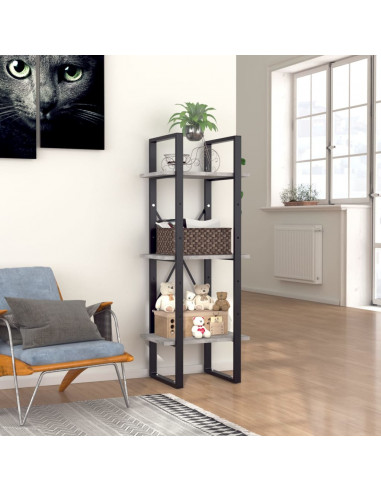 Libreria 3 Ripiani Grigio Cemento 40x30x105cm Legno Multistrato