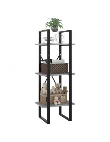 Libreria 3 Ripiani Grigio Cemento 40x30x105cm Legno Multistrato