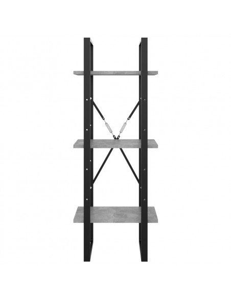 Libreria 3 Ripiani Grigio Cemento 40x30x105cm Legno Multistrato