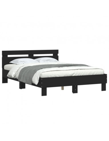 Giroletto con Testiera Nero 120x200 cm in Legno Multistrato