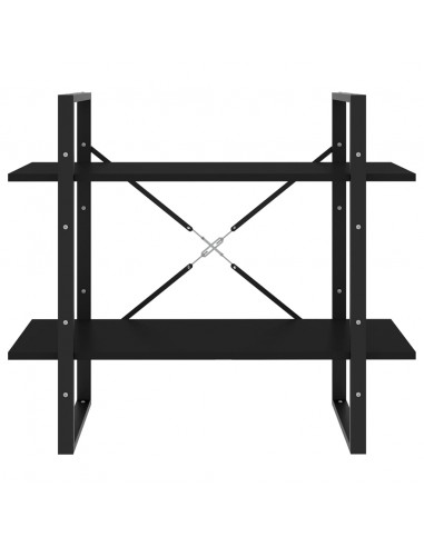 Libreria a 2 Ripiani Nera 80x30x70 cm in Legno Multistrato