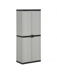 Armadietto da Giardino con 3 Ripiani Grigio e Nero 68x40x168 cm 2