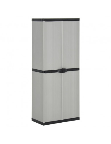 Armadietto da Giardino con 3 Ripiani Grigio e Nero 68x40x168 cm