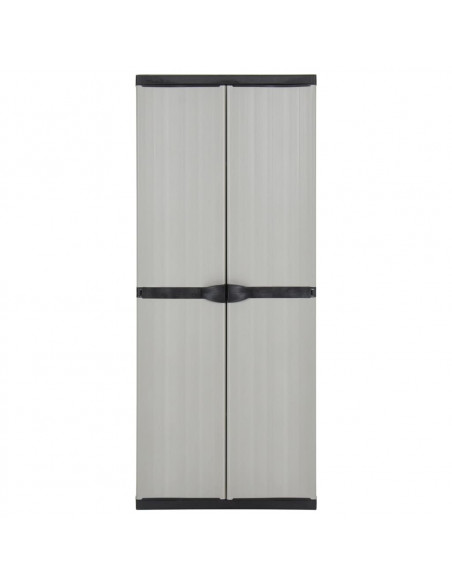 Armadietto da Giardino con 3 Ripiani Grigio e Nero 68x40x168 cm