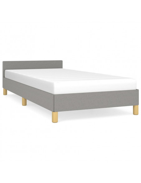 Giroletto con Testiera Grigio Chiaro 80x200 cm in Tessuto