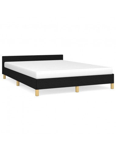 Giroletto con Testiera Nero 140x200 cm in Tessuto