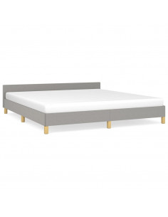 Giroletto con Testiera Grigio Chiaro 160x200 cm in Tessuto 2