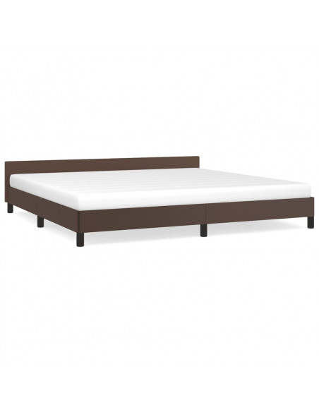 Giroletto con Testiera Marrone 200x200 cm in Similpelle