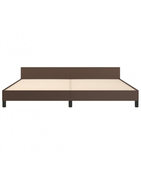 Giroletto con Testiera Marrone 200x200 cm in Similpelle