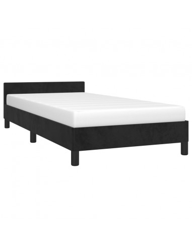 Giroletto con Testiera Nero 80x200 cm in Velluto