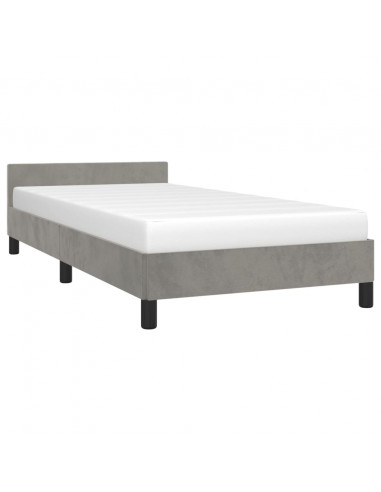 Giroletto con Testiera Grigio Chiaro 90x190 cm in Velluto