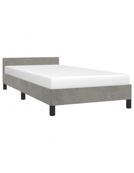 Giroletto con Testiera Grigio Chiaro 90x190 cm in Velluto