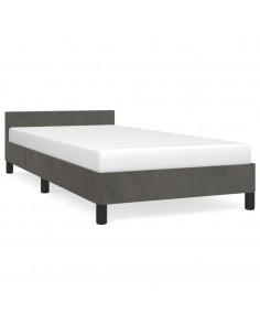 Giroletto con Testiera Grigio Scuro 90x190 cm in Velluto 2