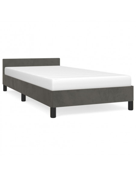 Giroletto con Testiera Grigio Scuro 90x190 cm in Velluto