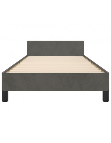 Giroletto con Testiera Grigio Scuro 90x190 cm in Velluto