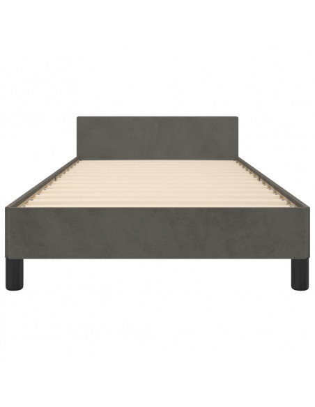 Giroletto con Testiera Grigio Scuro 90x190 cm in Velluto