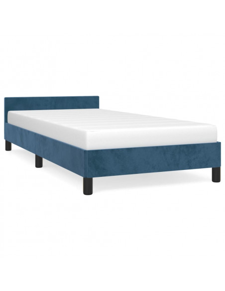 Giroletto con Testiera Blu Scuro 90x190 cm in Velluto