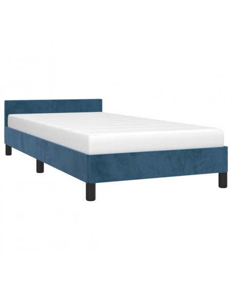 Giroletto con Testiera Blu Scuro 90x190 cm in Velluto
