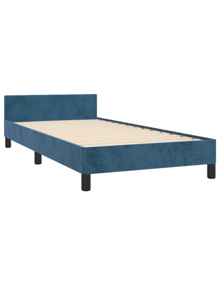 Giroletto con Testiera Blu Scuro 90x190 cm in Velluto