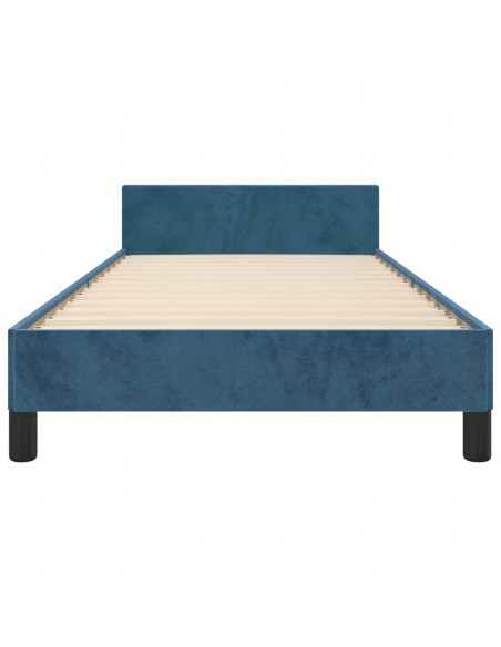 Giroletto con Testiera Blu Scuro 90x190 cm in Velluto