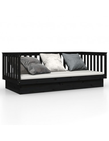 Dormeuse Nera 100x200 cm in Legno Massello di Pino